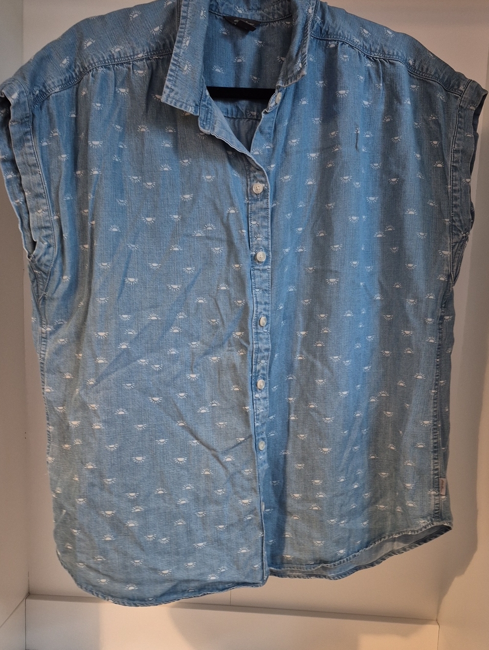 Eddie Bauer Light Blue Short-Sleeve Denim Button-Down Shirt
